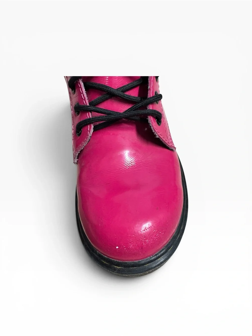 Dr. Martens Junior 1460 Patent Leather Lace Up Boots Hot Pink Kids US 2 UK 1